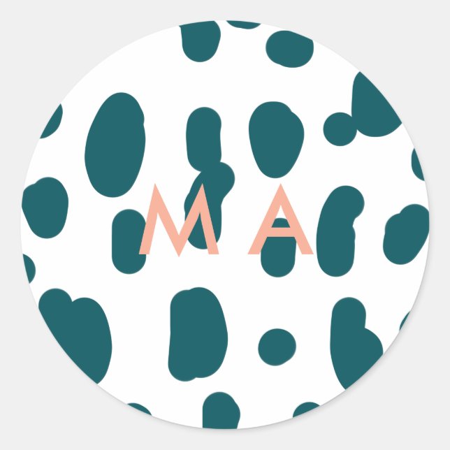 Adesivo Blue polkadot orange pastel monogram man letter pa (Frente)