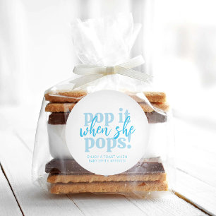 Adesivo Blue Pop It When She Pops Baby Shower Gift