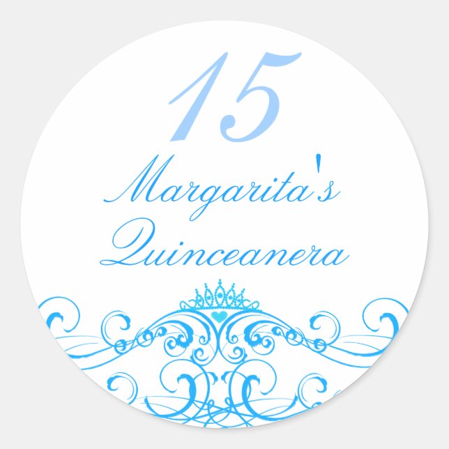 Adesivo Blue Princess Tiara Quinceanera Sticker (Frente)