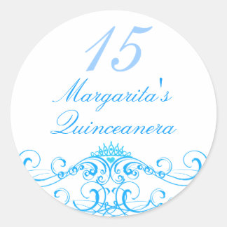 Adesivo Blue Princess Tiara Quinceanera Sticker