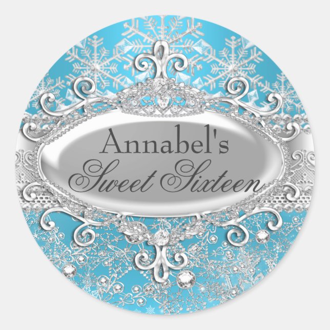 Adesivo Blue Princess Winter Wonderland Sweet 16 Sticker (Frente)