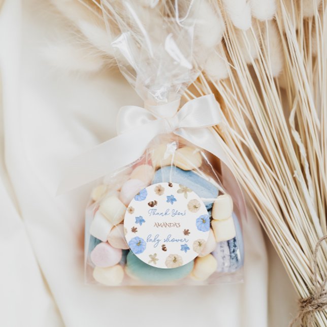 Adesivo Blue Pumpkin Boy Baby Shower Obrigado (Criador carregado)