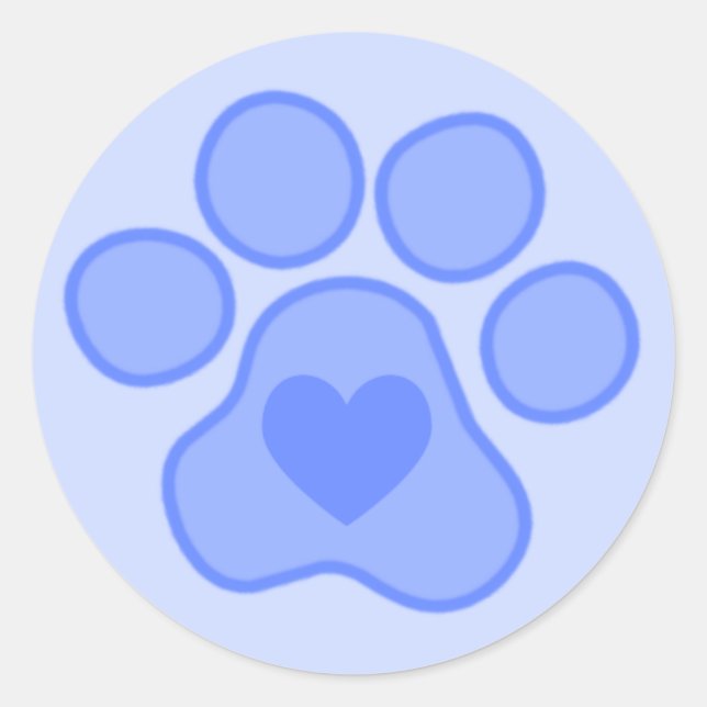 Adesivo Blue Puppy Paws Heart Sticker (Frente)