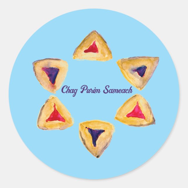 Adesivo Blue Purim Hamantaschen (Frente)