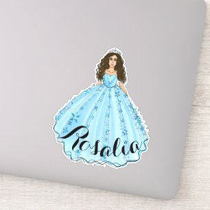Adesivo Blue Quinceañera Custom Name Birthday Sticker