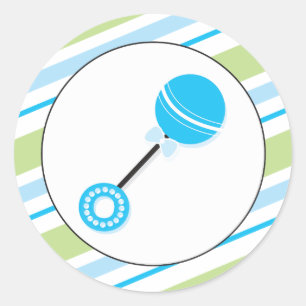 Adesivo Blue Rattle Chá de fraldas Favor Vinheta
