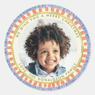 Adesivo Blue Red and Green Watercolor Happy Fringe Photo