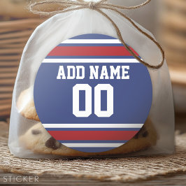 Adesivo Blue Red Football Jersey Número Personalizado