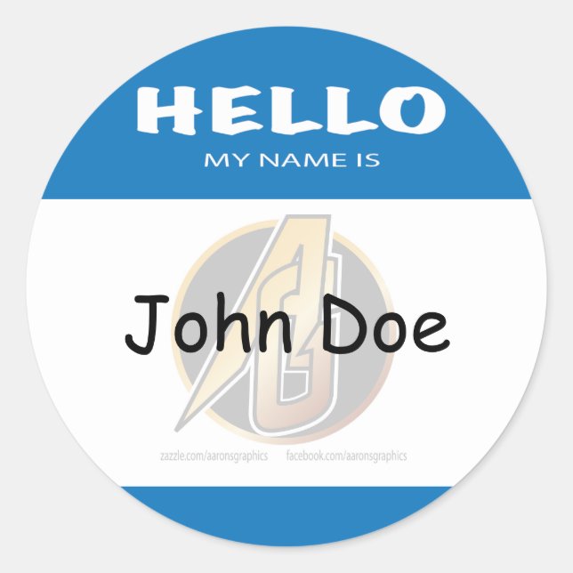 Adesivo Blue Round Hello Meu Nome É Sticker (Frente)