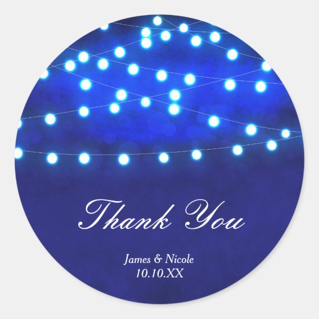 Adesivo Blue Rustic Night String Lights Sticker (Frente)