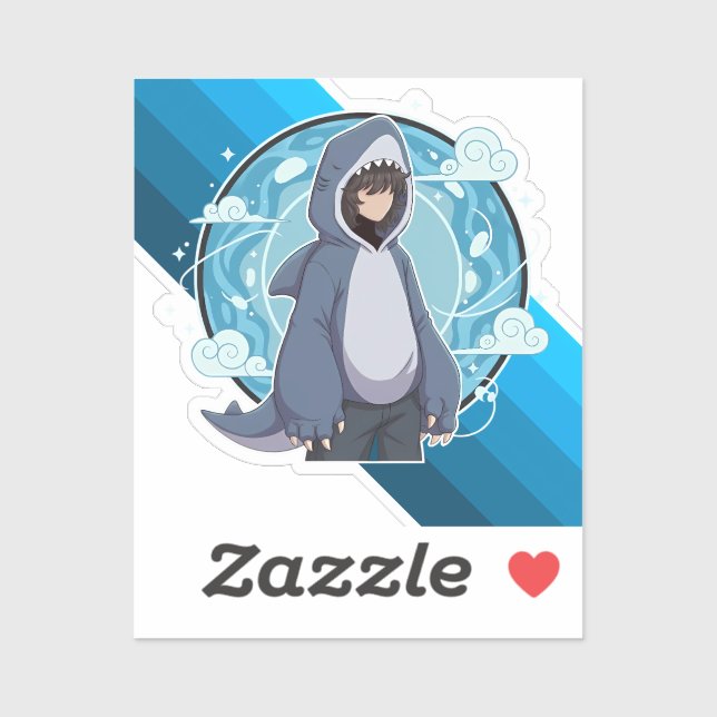 Adesivo Blue Shark Boy Anime Art (Folha)