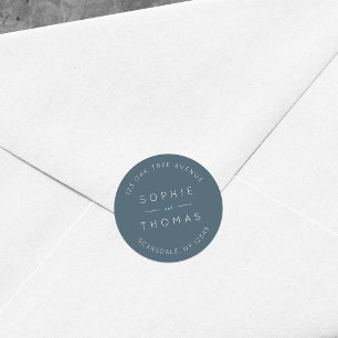 Adesivo Blue Slate Wedding Return Address Modern