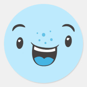 Adesivo Blue Smiling Kawaii Face Stickers