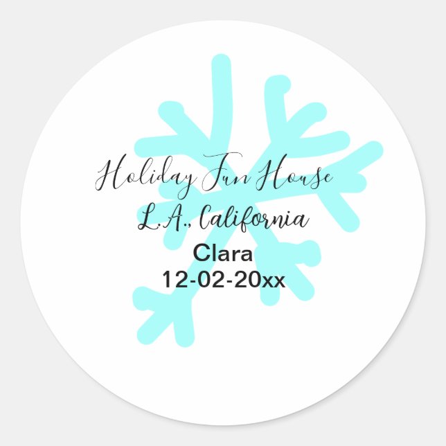 Adesivo Blue snowflakes holiday camping house place date (Frente)