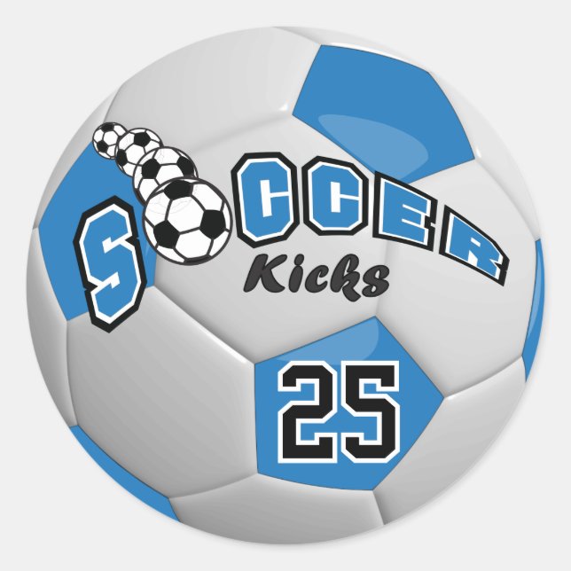 Adesivo Blue Soccer Ball Player Kicks (Frente)