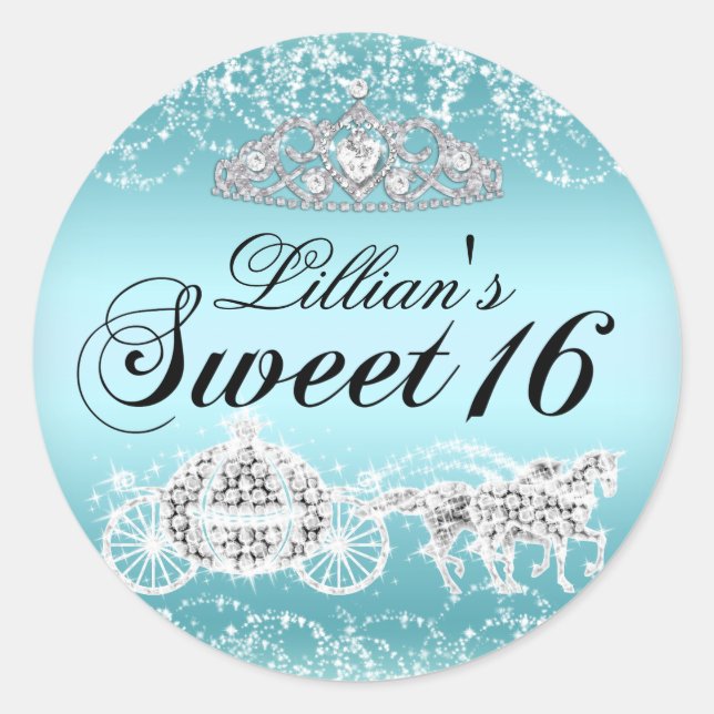 Adesivo Blue Sparkle Theme Sweet 16 Sticker (Frente)