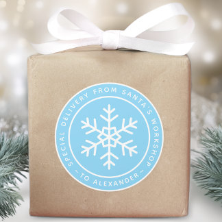 Adesivo Blue Special Delivery from Santa to Name Snowflake