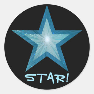 Adesivo Blue Star 'STAR' preto redondo