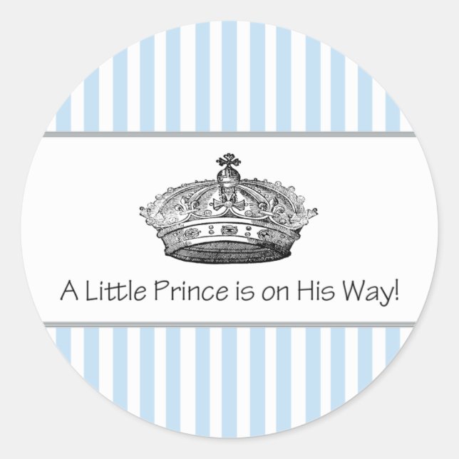 Adesivo Blue Stripe Prince Crown Baby Boy Envelope Seal (Frente)