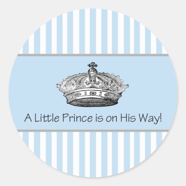 Adesivo Blue Stripe Prince Crown Baby Boy Envelope Seal (Frente)