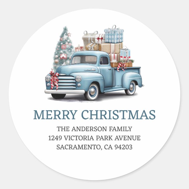 Adesivo Blue Truck Merry Christmas Return Labs (Frente)