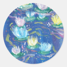 Adesivo Blue Water Lilies Painting Stickers