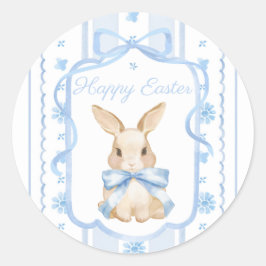 Adesivo Blue Watercolor Cottage Bow Bunny Easter