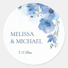 Adesivo Blue Watercolor Flowers Wedding