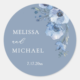 Adesivo Blue Watercolor Flowers Wedding