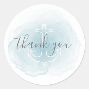 Adesivo Blue Watercolor Náutico Obrigado Sticker