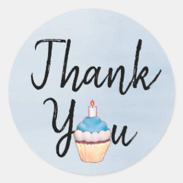 Adesivo Blue Watercolor - Obrigado Cupcake