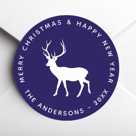 Adesivo Blue White Deer Buck Stag Merry Christmas Holidays
