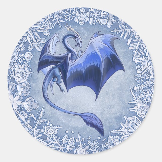 Adesivo Blue Winter Dragon Fantasy Art (Frente)