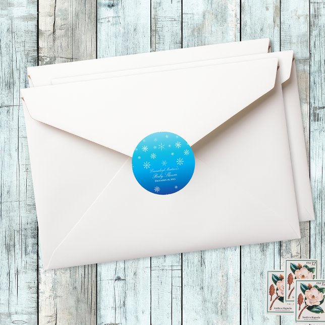 Adesivo Blue Winter Wonderland Snowflake Chá de fraldas Fa (Criador carregado)