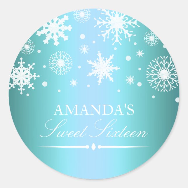 Adesivo Blue Winter Wonderland Sweet 16 Sticker (Frente)