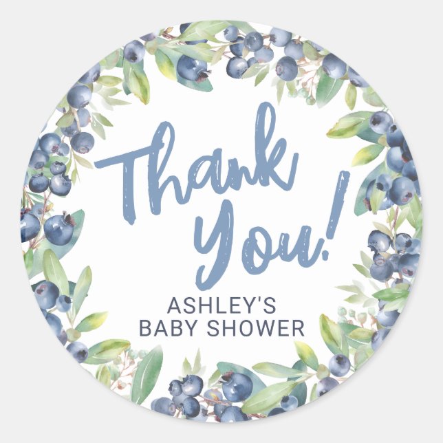 Adesivo Blueberry Baby Shower Thank You (Frente)