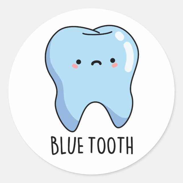 Adesivo Bluetooth Engraçado técnico Tooth Azul (Frente)