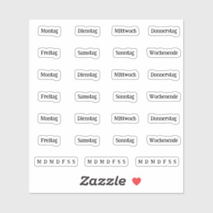 Adesivo Blurbs. Dias Da Semana - Transparente (DEUTSCH)