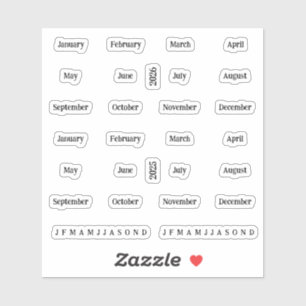 Adesivo Blurbs. Meses Do Ano 2025 2026 - Transparente