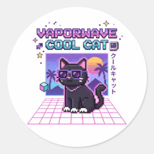 Adesivo Blusão com Gráfico de Gato Legal Vaporwave Y2K P