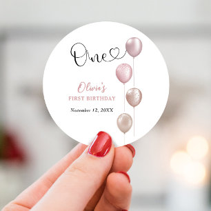 Adesivo Blush Balloons Girl Primeiro Aniversário
