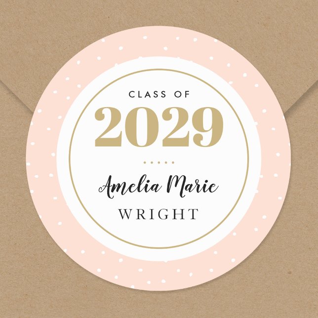 Adesivo Blush clássico e graduação personalizada Dourada (Criador carregado)