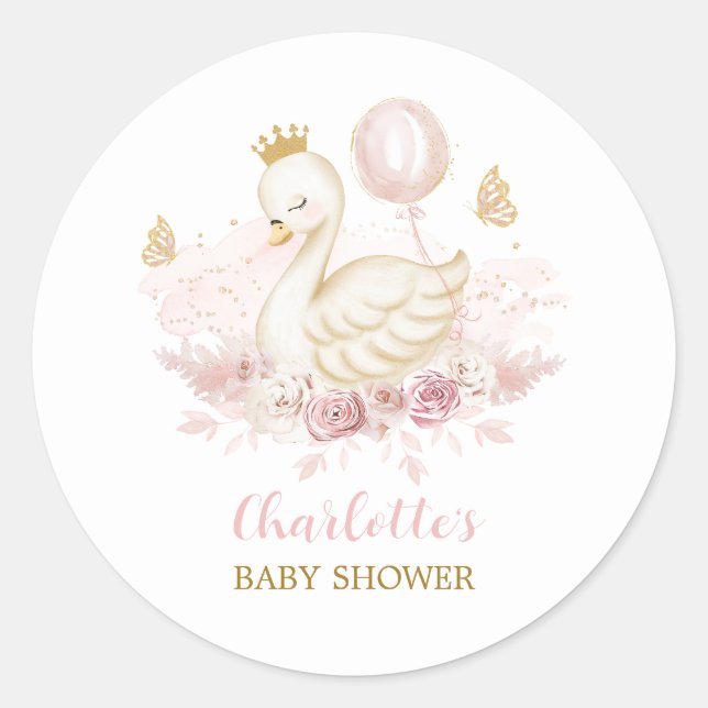 Adesivo Blush Dourado Swan Princess com Balão e Borboleta (Frente)