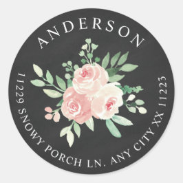 Adesivo Blush Floral de Giz Endereço de Devolução