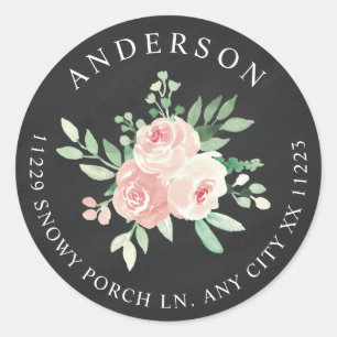 Adesivo Blush Floral de Giz Endereço de Devolução