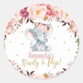 Adesivo Blush Floral Elephant Chá de fraldas Ready to Pop
