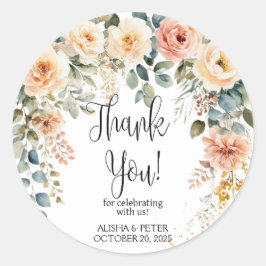 Adesivo Blush Floral Watercolor Flor Obrigado