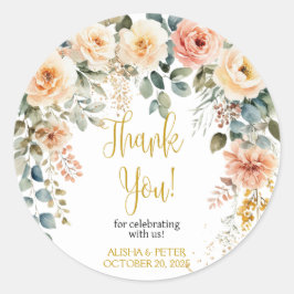 Adesivo Blush Floral Watercolor Flor Obrigado