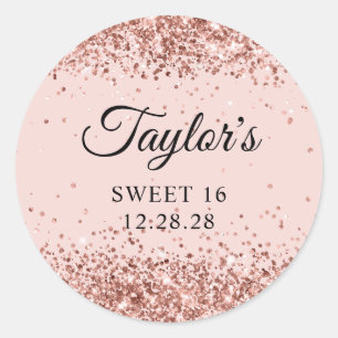 Adesivo Blush Glitter Rosa Dourado Sweet 16