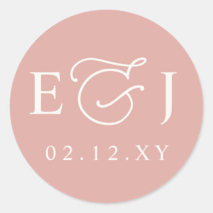 Adesivo Blush Modern Initials Monograma Weding